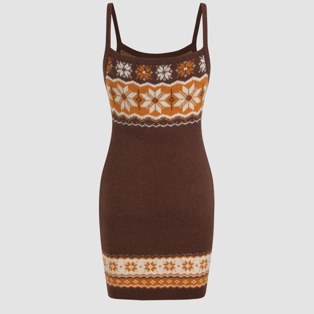 GEOMETRIC PRINT STRIPED CARDIGAN & DRESS (SET) - Picture 8 of 9